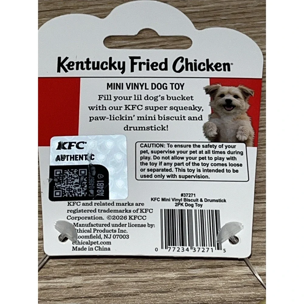 KFC Biscuit & Drumstick Vinyl 2pc Squeaky Small Dog Toys Kentucky Fried Chicken